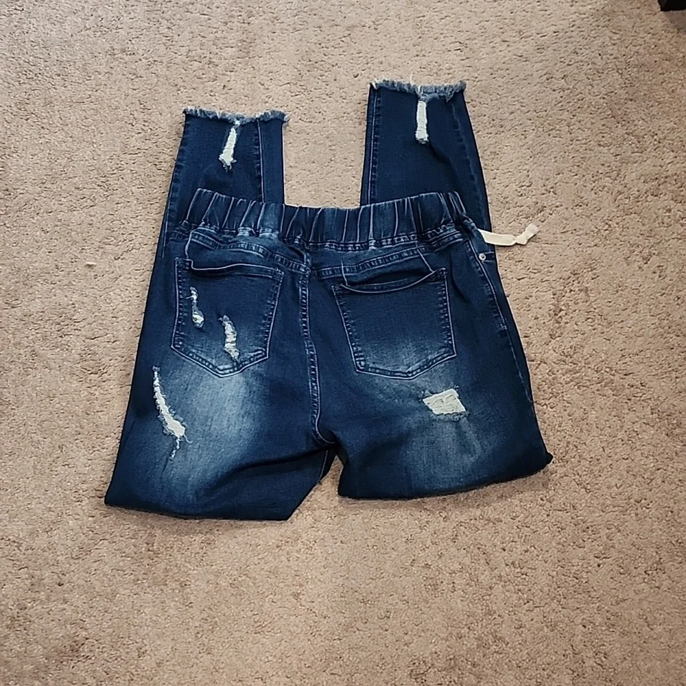 Distressed Drawstring Skinny Jeans - Picture 2 of 3